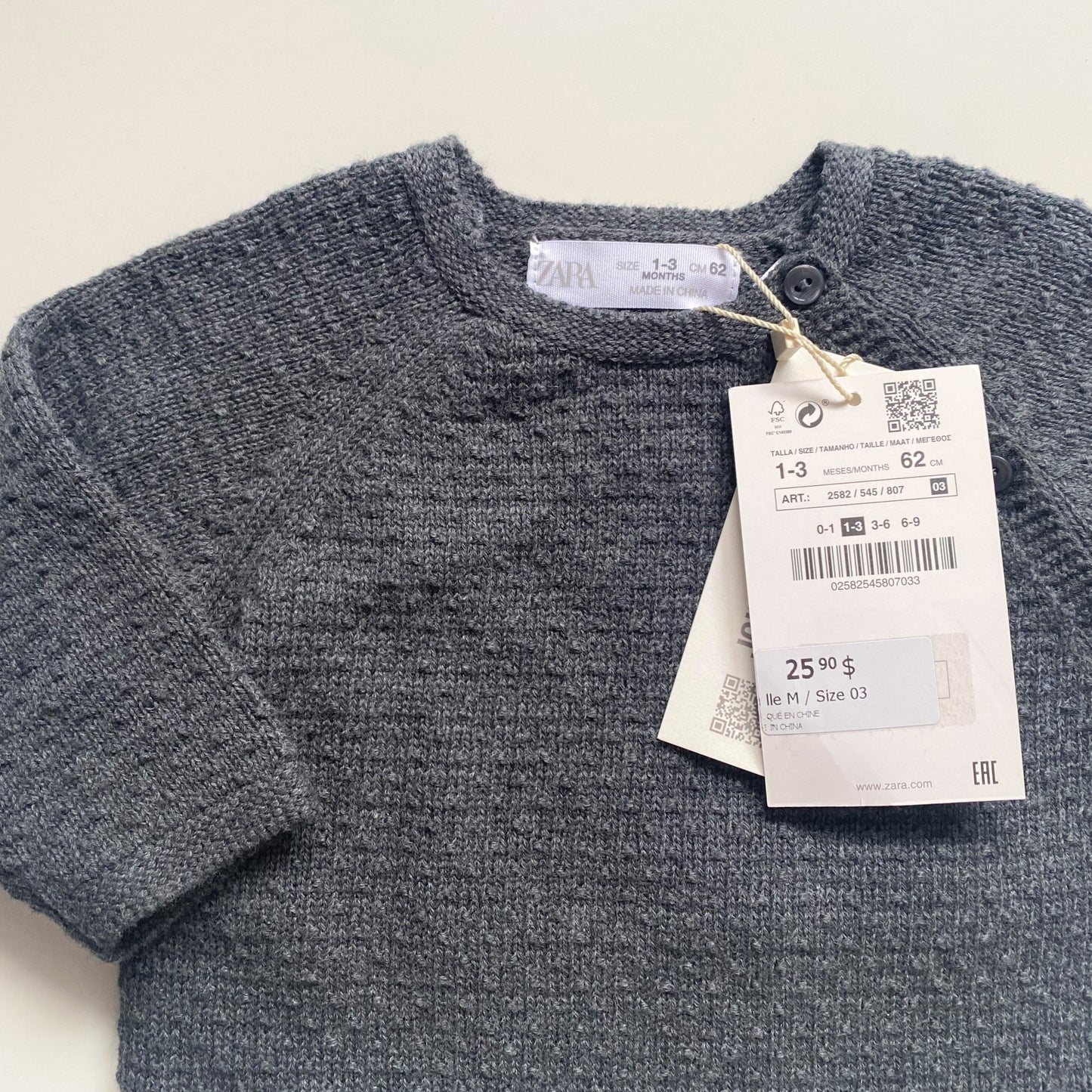 Pull en maille Zara 1-3 mois (NEUF)
