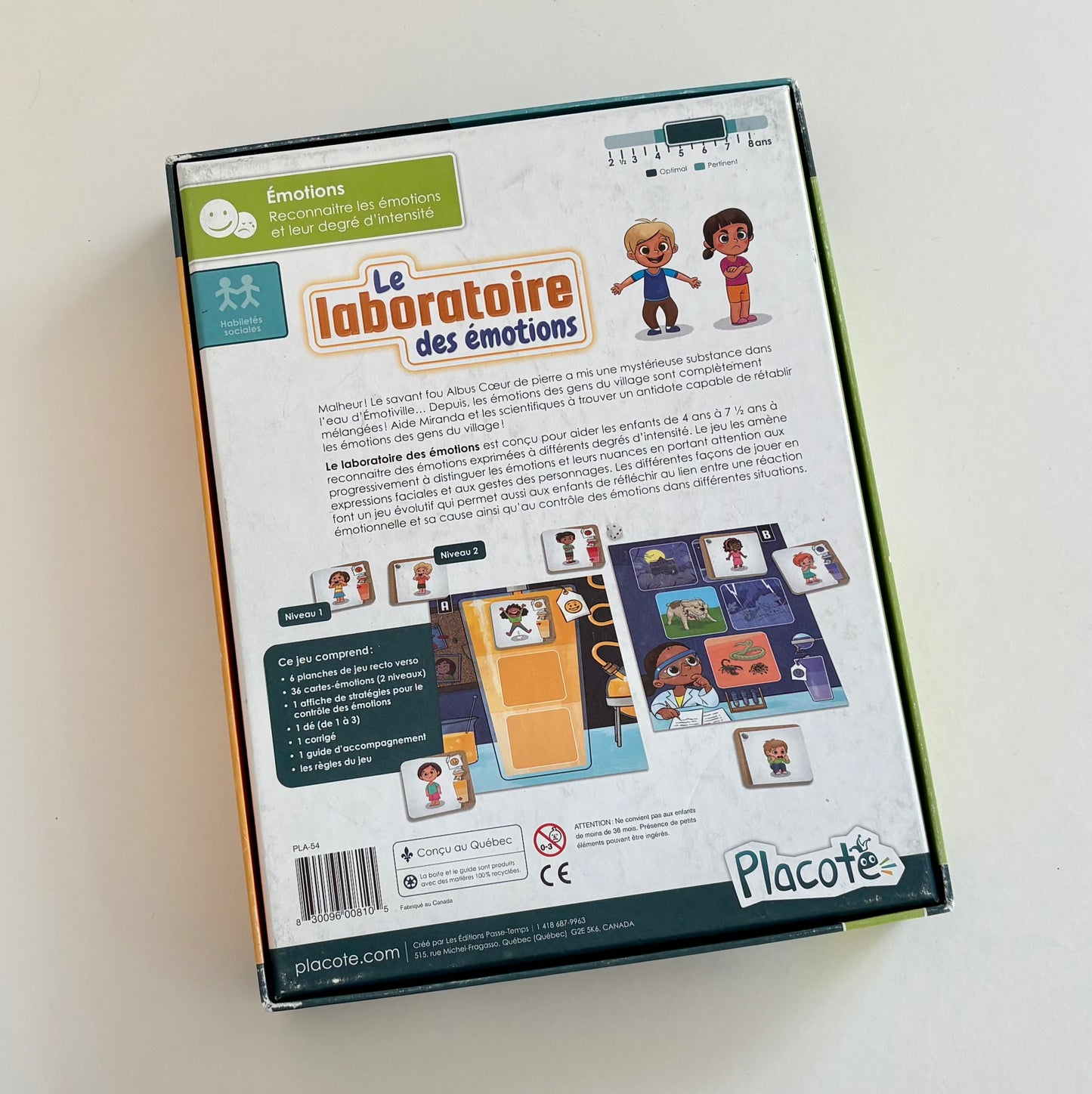 Jeu Placote - Le laboratoire des émotions