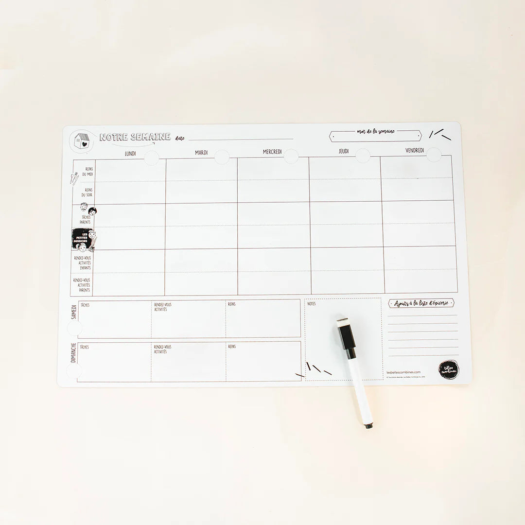 Les belles combines - Le planificateur familial hebdomadaire